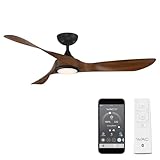 WAC Lighting Swirl 3-Blade Aluminum Smart Ceiling Fan in Matte Black/Brown