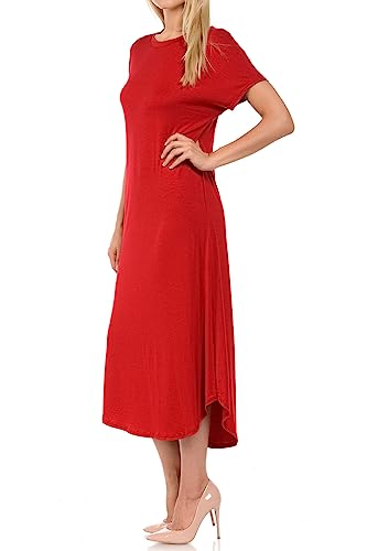 Image of iconic luxe Women's A Line Short Sleeve T Shirt Midi Dress Summer Casual