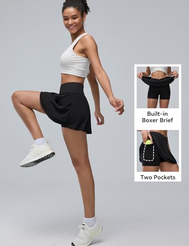 Emlovm Women's Tennis Skirt with Pockets Shorts Clearance Crossover Cute Athletic Skorts High Waisted Golf Skirts for Pickleball Running Workout Black M