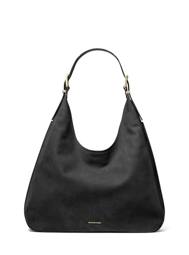 Michael Kors Nolita Large Hobo Shoulder, Gold-Tone Hardware/Nubuck Leather/Black