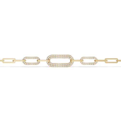 TimeLess Classics 14K White and Yellow Gold Natural Diamond Paperclip Link Bracelet for Women Comes with Secure Lobster Clasp, An Ideal Jewelry Gift for Occasions (J-K Color, I2-I3 Clarity)2