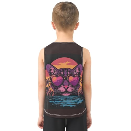 Cat Palms Sunset Orange Boys Tank Tops Toddler Sleeveless Tank Top Undershirts for Sports,3T3