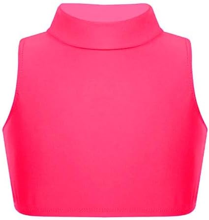 Gum & Berries Girls Turtle Neck Crop Sleeveless Vest Tank Top Lightweight Disco Dance,