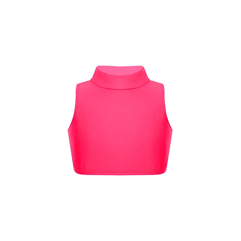 Image of Gum & Berries Girls Turtle Neck Crop Sleeveless Vest Tank Top Lightweight Disco Dance,