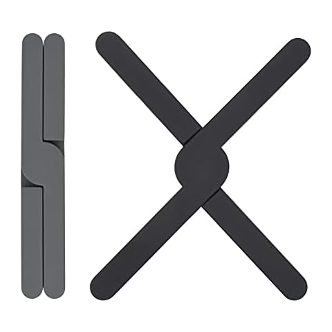 Silicone Folding Trivets 2 Pack Non Slip Heat Resistant for Hot Pans/Cup/Dishes/Plates (Gray and Black) Cover