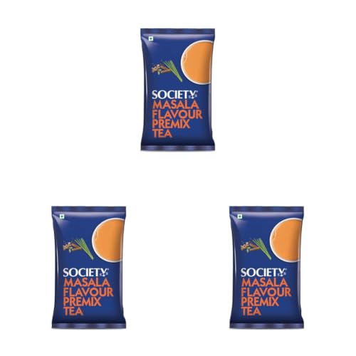 Image of Society One Minute Tea | Masala Flavour | Made with Ginger, Clove, Black Pepper, Cinnamon | Masala Chai | Flavoured Instant Tea | 1 Kg Pouch | Pack of 3