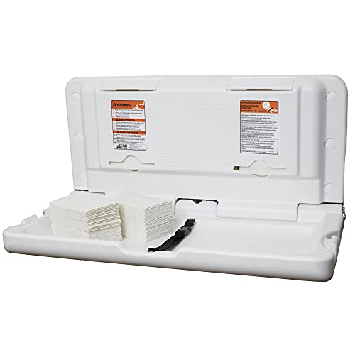 Image of ECR4Kids Horizontal Wall-Mounted Changing Station with 500 Liners, Baby Changer, White Granite