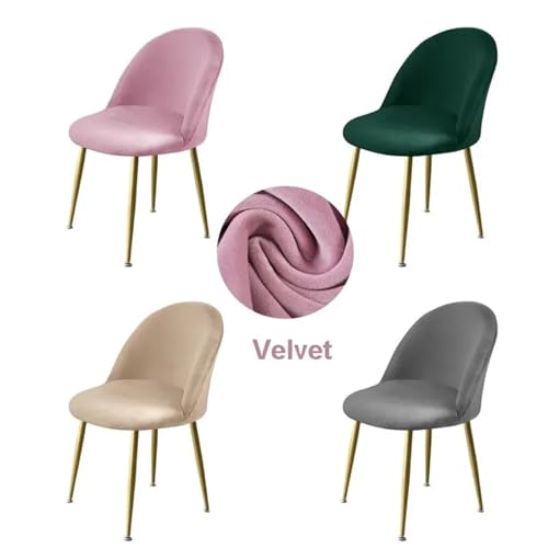 Housse de chaise velours extensible salle à manger dossier bas 1 pièce - 3