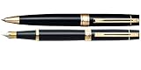 Sheaffer 300 – Penna a sfera e penna stilografica set: nero lucido con dettagli in oro: confezione regalo.