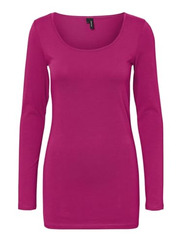 VERO MODA Damen VMMAXI My LS Soft Long U-Neck 2PACK Langarm Shirt, Festival Fuchsia/Ocean Depths, L