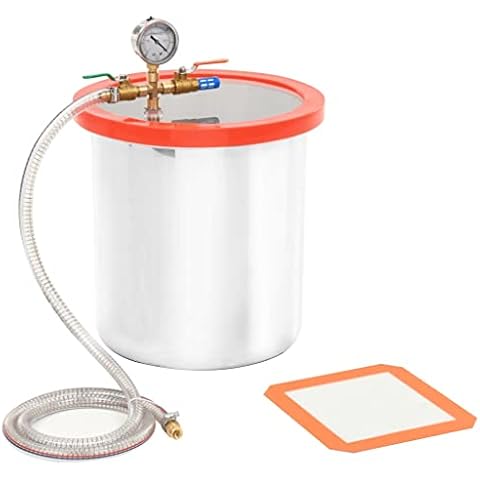 vidaXL Vakuumkammer mit Deckel Entgasungskammer Harzfalle Vacuum Chamber Vakuumpumpe Unterdruckpumpe Vakuum Pumpe Edelstahl 18,9L 29,5x30cm 1/4 Zoll Cover