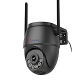 Ctronics 3K 5MP 防犯カメラ 屋外 5GWiFi 自動追尾 人/ペット/車両検知 ONVIF/FTP/NAS 6灯フルカラー夜間撮影 音光警報 8個プリセット位置 スマホ/PC遠隔操作 24時間録画監視カメラ プッシュ通知 音声通話 家族共有 LANケーブル 防犯ステッカー付 128GB MicroSDカード/クラウドストレージ IP66