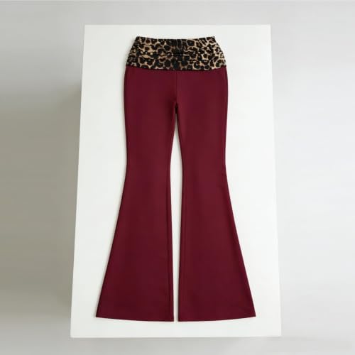 Flare Yoga Pants for Women Leopard Print Elastic Waist Wide Leg Leggings - image 5