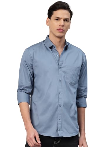 Image of Majestic Man Men's Cotton Slim Fit Solid Casual Shirt