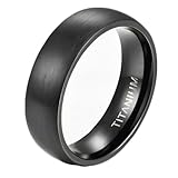 Wycian Alianza de boda de titanio para hombre y mujer, diseño abovedado cepillado, anillos de boda de titanio para él, sin piedras preciosas, V 1/2, acero de titanio, Sin piedra preciosa