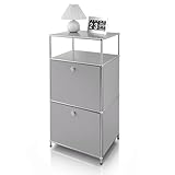 Floordirekt Regal, Metallregal, Beistelltisch - Grau, Chrom, 103Hx50Bx40T cm - Modulares Stecksystem im modernen Design, Metall Regal für Wohnzimmer, Büro, Flur - Nachttisch Concept Epure MK-120