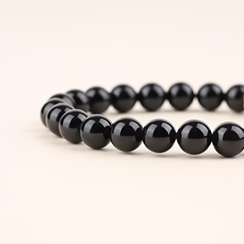Pulsera de turmalina negra COAI contra malas energías con amuleto de loto y piedras naturales 4