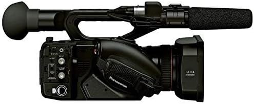 جانب view of the Panasonic AG-UX180 camcorder showing input/output ports and control buttons