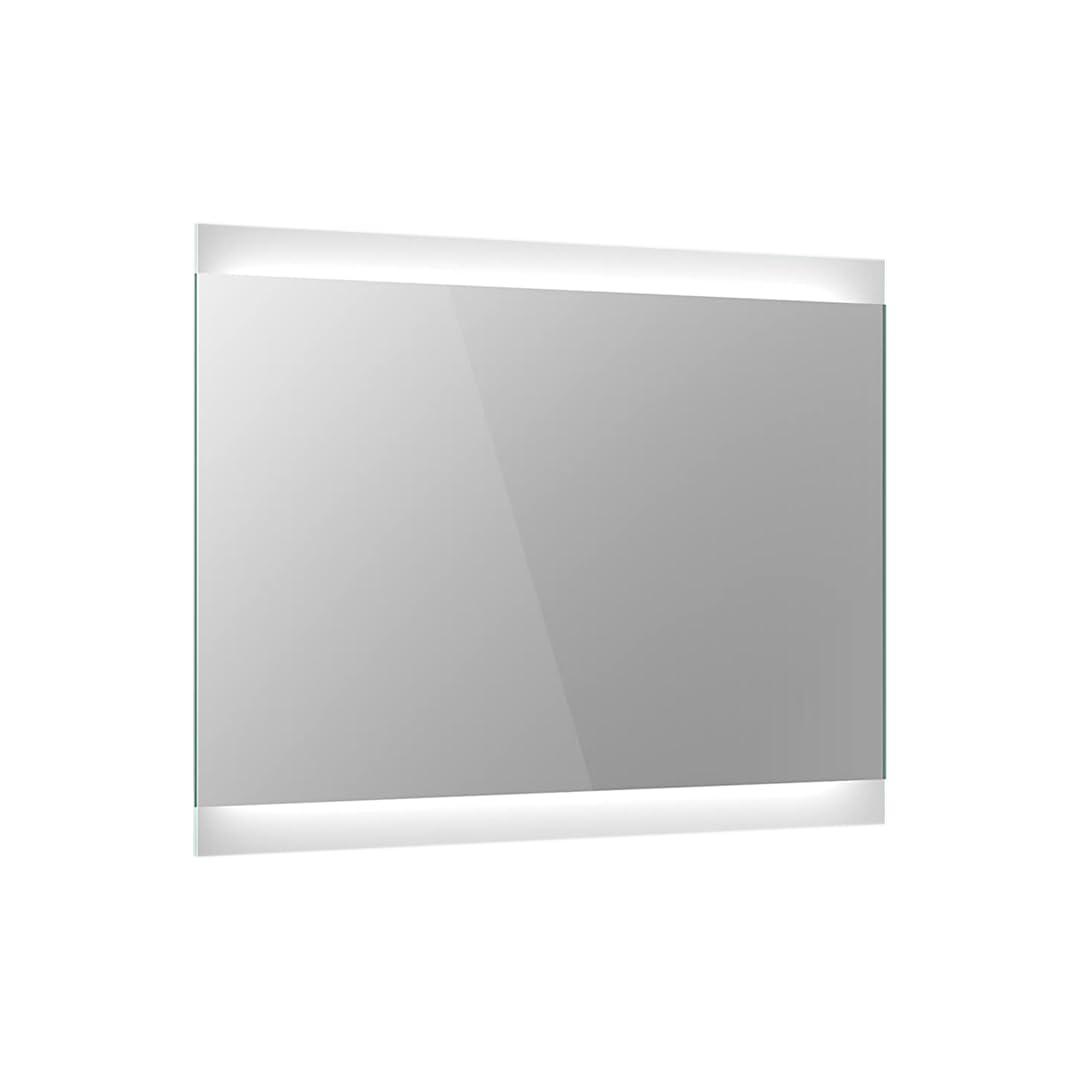 Ibathuk Silver/White Averra Wall Mounted Rectangular Led Bathroom Mirror, Modern Frameless Motion Sensor Design With Integrated Demister And Copper-Free Mirror In 700 X 500Mm