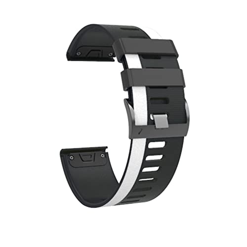 Bracelet de montre sport en silicone pour Garmin Fenix 3 3HR noir blanc 26 mm