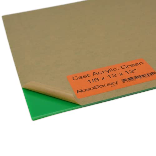 Image of Acrylic Plastic Sheet, Cast Acrylic for Laser Cutting /Engraving, Solid Vibrant Color, 12 inch X 12 inch X 0.118 inch (1 /8 inch), Plastic Sheet, Paper Film, Easy to Cut /Etch, DIY /Hobby, for Laser. (12x12, Green, 1)