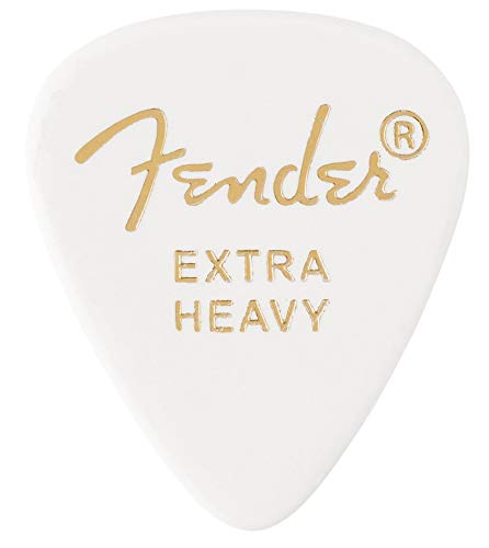 Fender® »351 SHAPE CLASSIC PICKS« Médiators en Celluloïd – Forme: 351 – Pack de 12 – Épaisseur: X-Heavy – Couleur: Blanc - Les Beatles, Paul McCartney, John Lennon, RIngo Starr, George Harrison Fender® »351 SHAPE CLASSIC PICKS« Médiators en Celluloïd - Forme: 351 - Pack de 12 - Épaisseur: X-Heavy - Couleur: Blanc