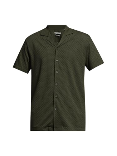 Image of Jack & Jones Men Cuban Collar Textured Cotton Relaxed Fit Casual Shirt