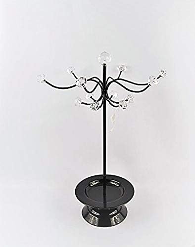 Four Seasons- Jewellery Stand with Gem detail and ring Trinket Tray Black Large freestanding Hook Stand