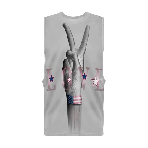 Image of Zhyaj Summer Tanks Top for Men Flag Graphic Print Sleeveless Shirts Casual Working Out Vest T-Shirts Loose-Fit Men's Tank