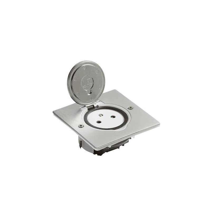 Legrand 089760 Prise de Sol Simple Surface avec Platine Carrée, 2P+T, 16A, 250V, Inox
