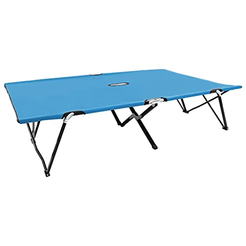 vidaXL Sonnenliege Klappbar für 2 Personen Feldbett Campingbett Gästebett Klappbett Campingliege Liege Klappliege Gartenliege Blau Stahl