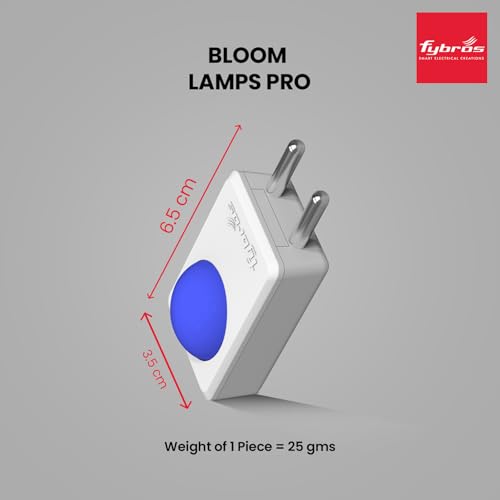 Image of FYBROS Bloom Pro LED Night Lamp | 0.5W | Blue Light | Indirect Lighting | 2-Pin Plug | Energy Efficient | Low Power Consumption | Ideal for Bedroom, Kids Room, Hallway | Pack of 1