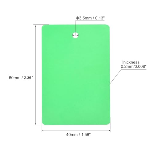TOP-VIGOR Blanko, wasserdichte Kunststoff-Versandanhänger mit Ösen, für Produktidentifikationsetiketten, Ventilmarkierung, Außenmarkierung, 4,1 x 6,1 cm, Grün, 100 Stück