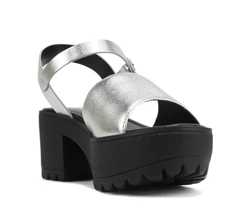 Image of Soda inchStacie inch ~ Women Open Toe Lug Sole Mid Block Heeled Sandals with Adjustable Ankle Strap