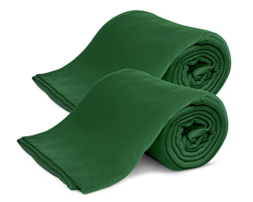 KiGATEX Pack de 2 mantas de forro polar Uni 130 x 160 cm en muchos colores, aprox. 420 g, suave y fácil de limpiar (musgo) Cover