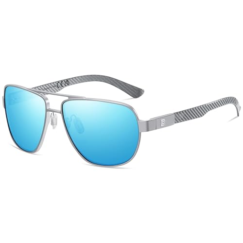 Image of DUCO Aviator Sunglasses for Men Women Carbon Fiber Polarized Sunglasses Men UV Protection for Driving Golf Fishing 3051