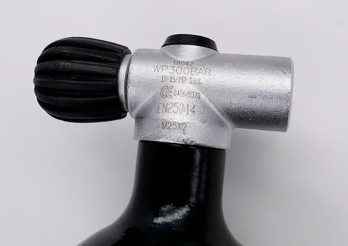 HighTechDiving Duikfles 2 liter 300 bar compleet met ventiel flessenhals schroefdraad M25 x 2 mm zwart - Image 4