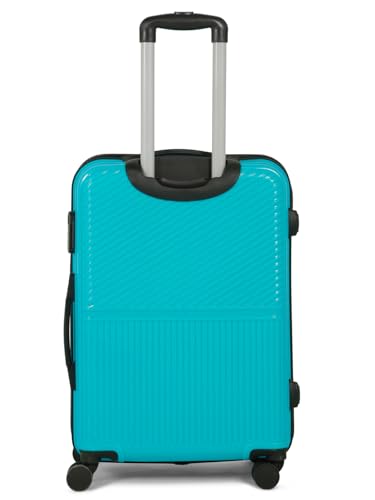Image of Teakwood Meduim Size 8 Wheels Trolley Bag, Hard Cabin with Zipper Closure, Adjustable Push Button & Cross Side Strap, Number Lock System 360 Degree (Medium, Aqua Green)