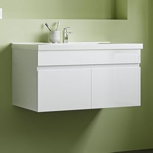 Aica Sanitär Hochglanz Waschtisch 80cm Set