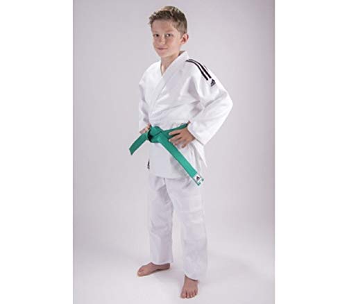 adidas Judo Club weiß, Schwarze Streifen mit Hose, Jacke + Gürtel (120)