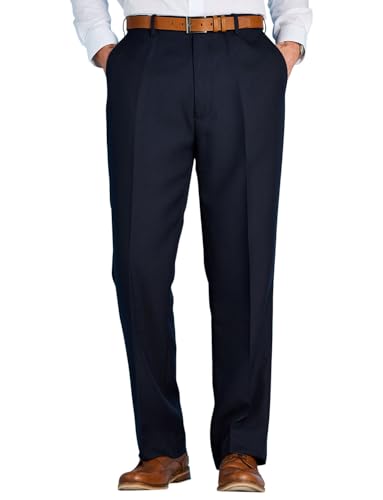 Classic Fit Flat Front Dress Pant with Expandable Waist Smart Casual & Formal Slacks