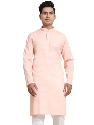 Image of Amazon Brand - Anarva Men's Cotton Solid Dress Long Kurta Regular Fit Casual