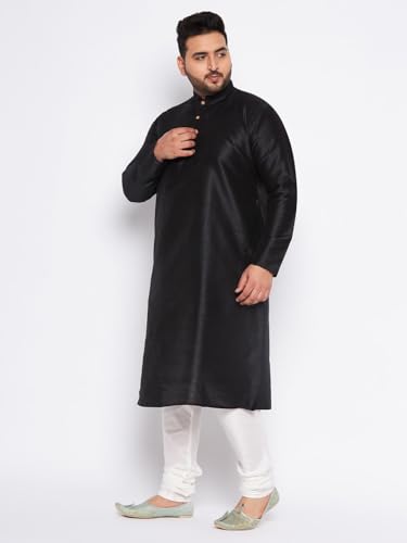 Image of Vastramay Plus Men's White Silk Blend Kurta Pyjama Set VPLUSMKWH001nPBL 44 | Independence Day
