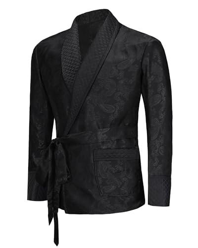 Men's Floral Smoking Jacket with Belt3