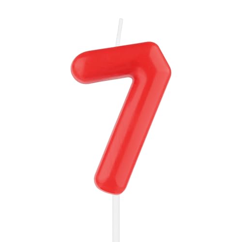 iNINGER Red Number 7 Candles,7th Birthday Number Candles,PPearl Red Candle Cake Topper Decorations for Birthday Party Weddings Anniversary Supplies