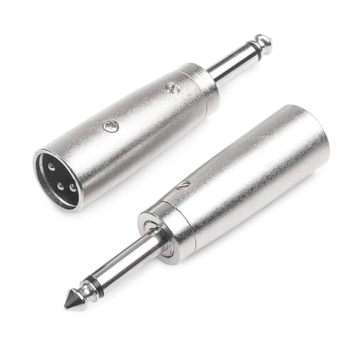 Image of MX 1 /4 inch TS to XLR Male Adapter - 6.35mm Mono to 3-Pin XLR Audio Connector for Mixer, Amplifier, Microphone & Instruments (2-Pack)