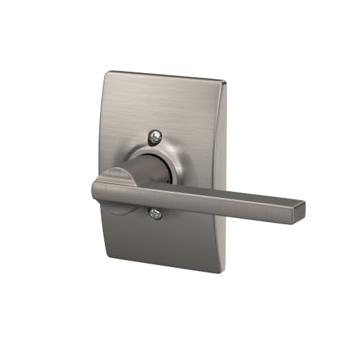 Image of Schlage F170 LAT 619 CEN Latitude Door Lever with Century Trim, One Sided Non-Turning Dummy Door Handle, Satin Nickel