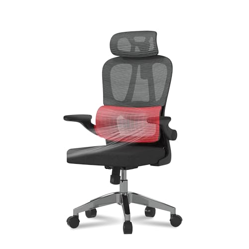 Softa Bürostuhl Ergonomisch mit Verstellbaren Armlehnen Lendenstütze Höhenverstellbarer und 360° Drehbar, Schreibtischstuhl mit Gepolstertem Sitzkissen, Drehstuhl Gaming Stuhl 130 kg, Schwarz