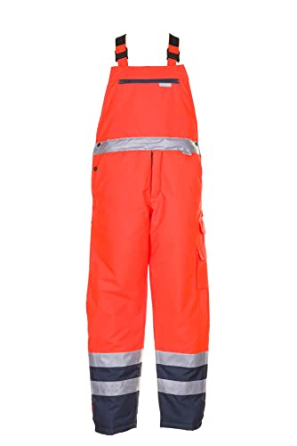 Planam 2086056 Warnschutz Winterlatzhose, Orange/Marine, Größe XL