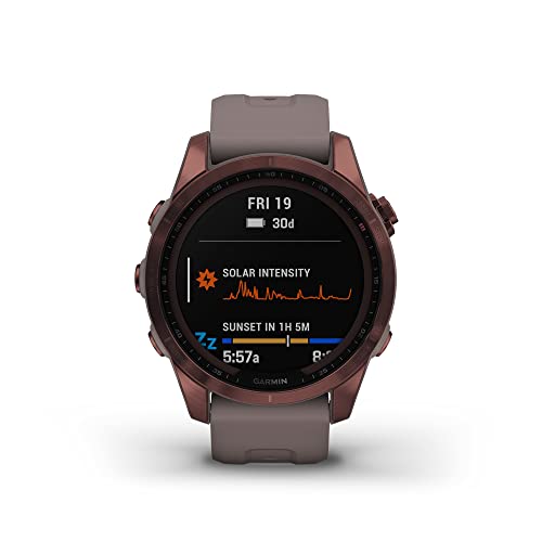 Garmin Fenix 7S Sapphire Solar, Smaller Adventure Smartwatch, With Solar Charging Capabilities, Rugged Watch With Gps, Touchscreen, Wellness Features, Dark Bronze Titanium With Shale Gray Band #TOP1